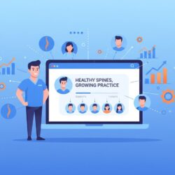 chiropractic webinar funnel concept showing doctor connecting with patients online