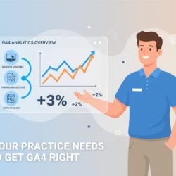 chiropractor viewing analytics dashboard showing website conversion tracking data