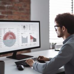 marketing professional working on a computer