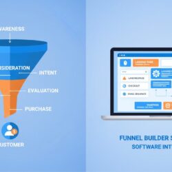 sales funnel concept versus funnel builder software comparison showing strategic process and technical tool